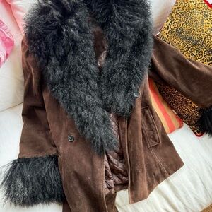 Siena Studio Brown Teddy Jacket with Black Fur